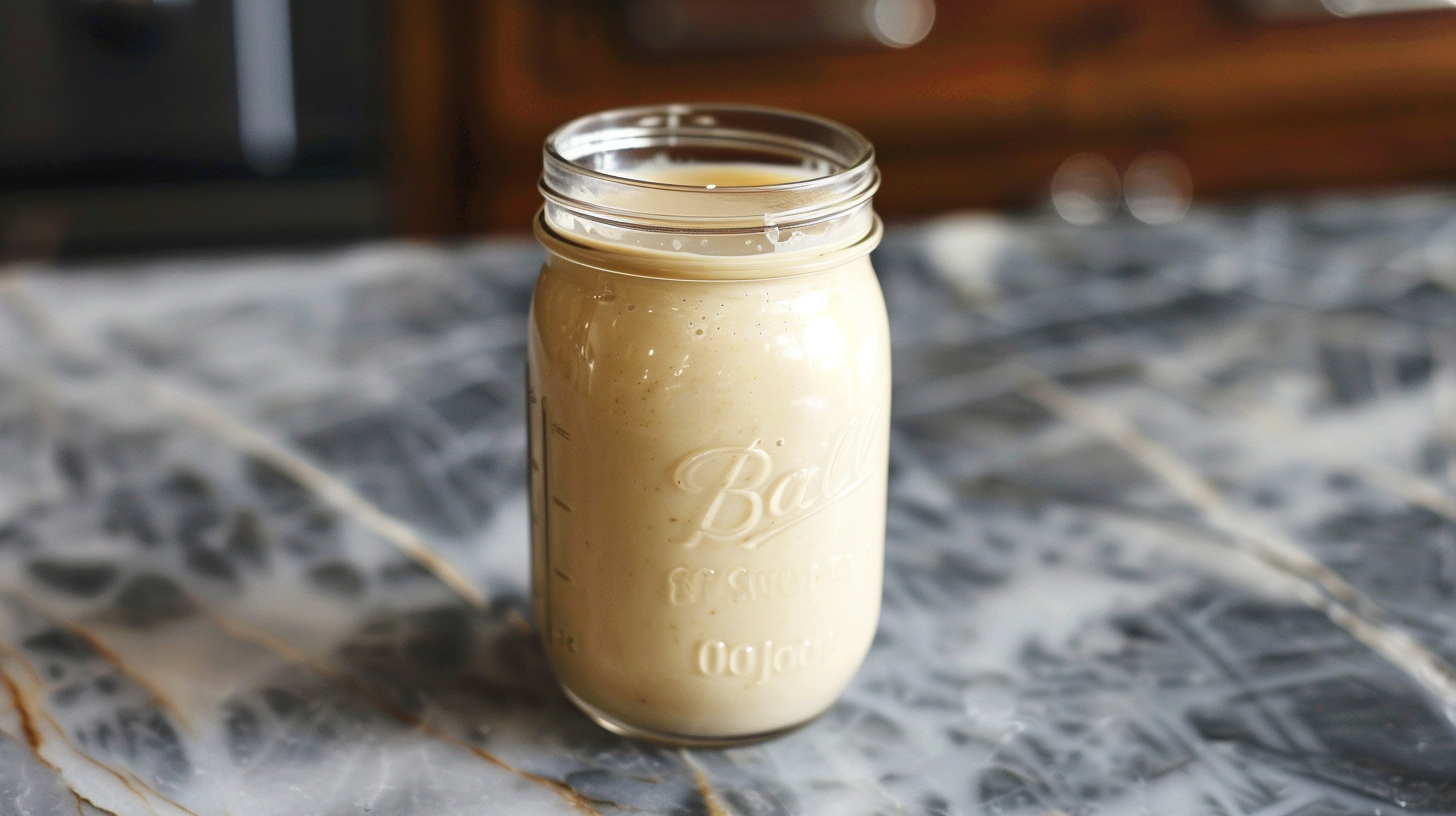 A dairy-free version of the classic Nova Scotian donair sauce, utilizing coconut milk as a substitute for sweetened condensed milk.
